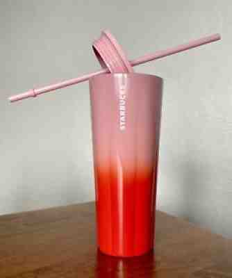 Starbucks Holiday 2020 Stainless Steel 24oz Ombre Pink Orange Red Cold Tumbler - Sold on eBay Oct 06, 2021 for $65.00