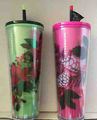 Starbucks Christmas 2021 Color Changing Green & Pink Poinsettia Cold Tumbler Lot - Sold on eBay Nov 06, 2021 for $99.98