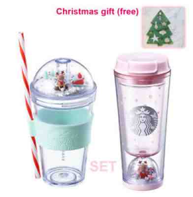 Starbucks KOREA 2017 Christmas Rudolph figure tumbler + waterball tumbler 355ml - Sold on eBay Oct 09, 2021 for $89.11