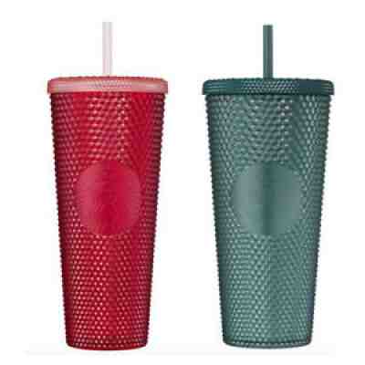 Starbucks Holy Green & Red Bling Stud Coldcup 710ml 2021 Christmas Phase 1 - Sold on eBay Nov 07, 2021 for $88.96
