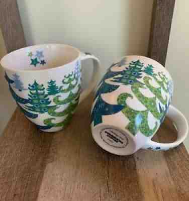 2006 STARBUCKS WHIMSICAL CHRISTMAS TREES HOLIDAY COFFEE MUGS GREEN BLUE TEAL - Sold on eBay Oct 20, 2021 for $52.50
