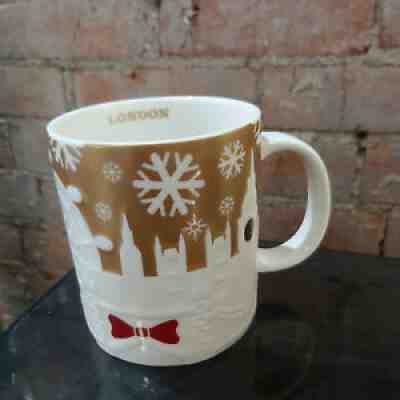 2014 Starbucks London England Christmas Mug Gold Relief Design Siren Logo 18 oz - Sold on eBay Oct 25, 2021 for $52.49