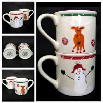 Set of 2 Starbucks Barista Christmas Mugs Reindeer & Snowman Hartstone USA 14 oz - Sold on eBay Nov 06, 2021 for $49.99