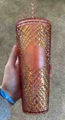 Starbucks 2021 Winter Holiday Jeweled Tumbler Cold Cup 24oz Rose Gold Christmas - Sold on eBay Nov 04, 2021 for $49.95
