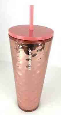 Starbucks Holiday 2019 Rose Gold Mirror Hammered Tumbler Cold Cup 24oz Christmas - Sold on eBay Aug 28, 2021 for $48.00