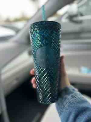 Starbucks 2021 Christmas Winter Holiday Green Jeweled Tumbler venti 24oz - Sold on eBay Nov 04, 2021 for $45.00