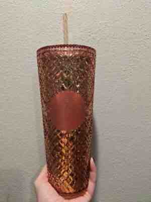 Starbucks 2021 Winter Holiday Jeweled Tumbler Cold Cup 24oz Rose Gold Christmas - Sold on eBay Nov 06, 2021 for $45.00