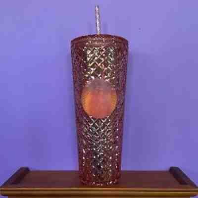 Starbucks 2021 Winter Holiday Jeweled Tumbler Cold Cup 24oz Rose Gold Christmas - Sold on eBay Nov 04, 2021 for $44.99