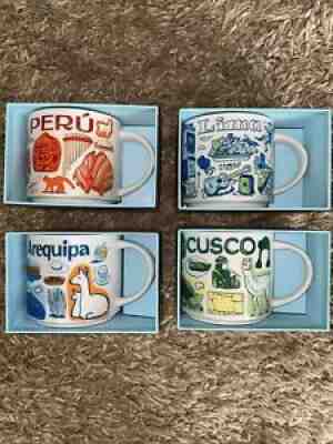 Starbucks BEEN THERE Mugs (4) Cusco, Lima, Arequipa & Peru. Brand New Unused