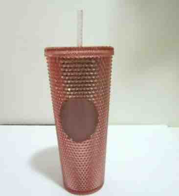 BIN Rose Gold Studded Holographic Starbucks Venti 24 oz Tumbler with Straw - Sold on eBay Nov 07, 2021 for $150.00
