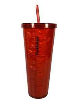 STARBUCKS 24oz Tumbler W Red Hearts Valentines Limited Edition With Straw! RARE - Sold on eBay Aug 25, 2021 for $149.99