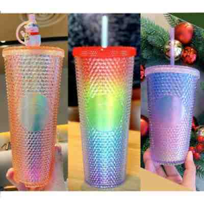 Starbucks China 3 Cups--Aurora Bling, Coral Bling, and Valentines Rainbow Bling - Sold on eBay Aug 22, 2021 for $145.00