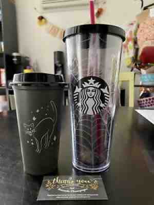 Limited Edition Starbucks Glitter Spiderweb Tumbler 2019 24 oz + Cat Hot Cup! - Sold on eBay Oct 21, 2021 for $140.00