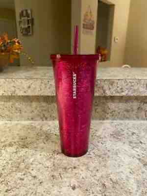 STARBUCKS Pink Magenta Embossed Tin Floral Foil Metallic Tumbler with Lid Straw - Sold on eBay Oct 01, 2021 for $128.00