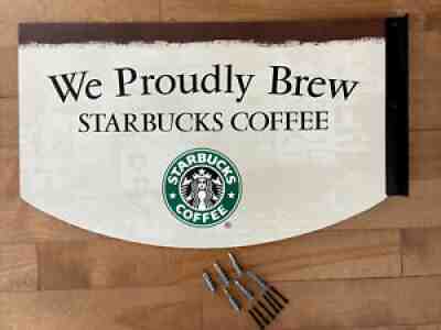 Rare 2002 "We Proudly Brew Starbucks Coffee" 2 Sided Flange Sign 25x15" NOS HTF - Sold on eBay Nov 06, 2021 for $124.95