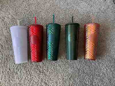 Starbucks New 2021ï¿¼ Winter Holiday Jeweled Tumbler COMPLETE Set Cold Cups 24oz. - Sold on eBay Nov 17, 2021 for $220.00