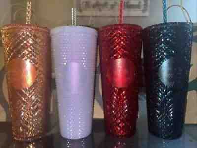 Starbucks New 2021ï¿¼ Winter Holiday Jeweled Tumbler Set of 4 Cold Cups 24oz. - Sold on eBay Nov 12, 2021 for $123.00