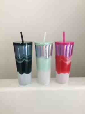 THREE NWT Starbucks 2021 Holiday Christmas Geode Rainbow Tumbler Venti 24oz Set - Sold on eBay Nov 10, 2021 for $120.00