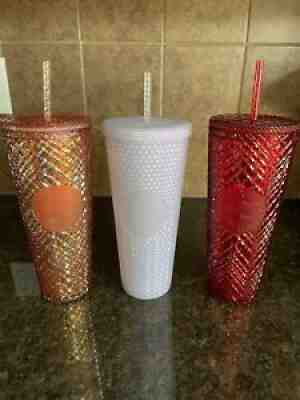 Starbucks 2021 Winter Holiday Jeweled Tumbler Cold Cup 24oz Set 3 Red Icy Rose - Sold on eBay Nov 08, 2021 for $118.99