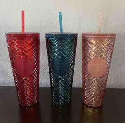 Starbucks 2021 Christmas Holiday Jeweled Tumblers Cold 24oz Lot of 3 Colors - Sold on eBay Nov 14, 2021 for $109.99