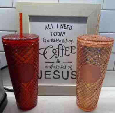 Starbucks 2021 Winter Holiday Jeweled Tumbler 24oz Rose Gold & Red Christmas HTF - Sold on eBay Nov 11, 2021 for $59.99
