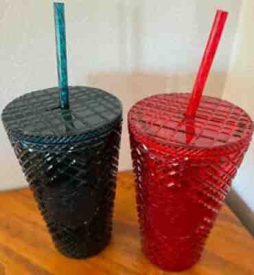 Starbucks 2021 Holiday Christmas Jeweled Cold Tumbler RED & GREEN 16oz PAIR!!! - Sold on eBay Nov 12, 2021 for $59.00