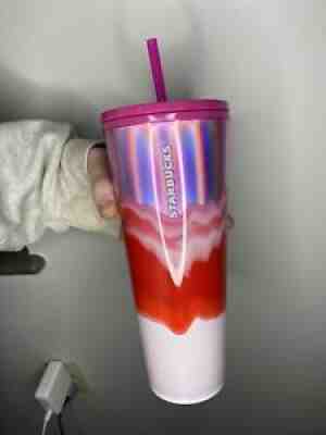 Starbucks 2021 Pink Rainbow Ombre Winter Holiday Tumbler 24oz - New! - Sold on eBay Nov 04, 2021 for $54.95