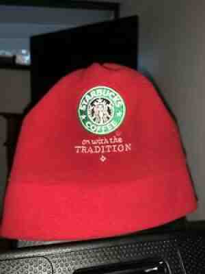 STARBUCKS RED HOLIDAY BEANIE/HAT (ON WITH TRADITION) FEELS LIKE SOFT FLEECE - Sold on eBay Nov 06, 2021 for $49.99