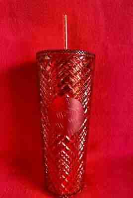 Starbucks 2021 Winter Holiday Red Jeweled 24oz cold cup tumbler - Sold on eBay Nov 08, 2021 for $49.95