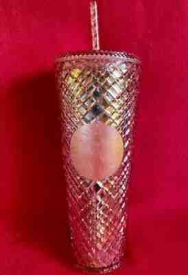 Starbucks 2021 Winter Holiday Rose Gold Jeweled 24oz cold cup tumbler - Sold on eBay Nov 10, 2021 for $49.95