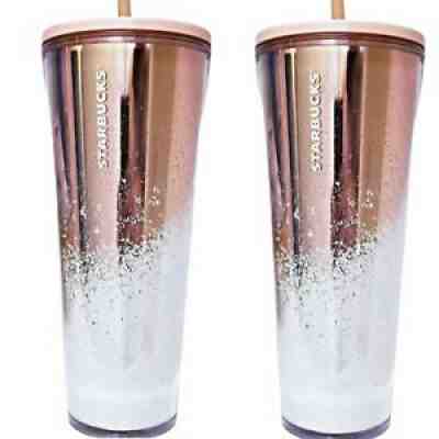Lot 2 New Starbucks Gold Mirror Glitter Pink Cold Cup 24oz Venti 2019 Holiday - Sold on eBay Sep 13, 2021 for $49.00