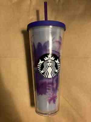 NEW Starbucks Cold Cup Tumbler Purple Lavender Watercolor Flower Floral 24 oz - Sold on eBay Nov 17, 2021 for $150.00