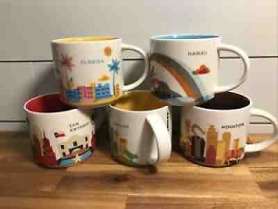 LOT 5 STARBUCKS COFFEE CUP MUG Florida, Hawaii Huston, San Antonio, Dallas Texas - Sold on eBay Oct 26, 2021 for $65.00