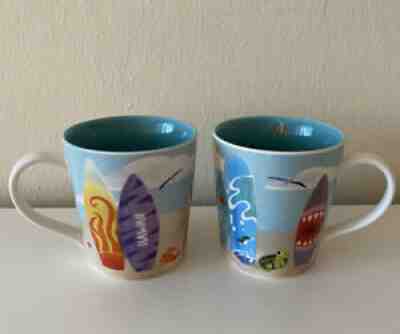 Lot of 2 Starbucks Hawaii Shark Surfboards Coffee Mug Cup 2010 Bone China 10oz - Sold on eBay Oct 23, 2021 for $42.00