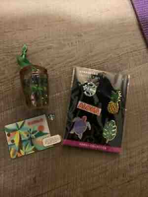 STARBUCKS HAWAII COLLECTION Enamel Pin Set, Glass Ornament, and Gift Card Bun - Sold on eBay Oct 19, 2021 for $40.00