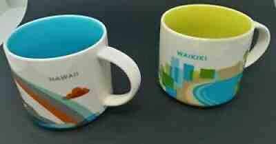 2x Starbucks You Are Here 14 oz Coffee Mugs Hawaii + Waikiki YAH Cups - Sold on eBay Oct 08, 2021 for $39.00