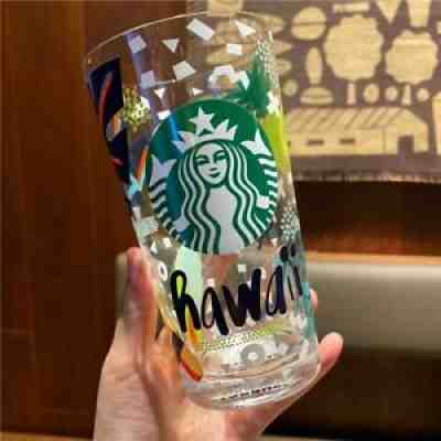 New American Starbucks Hawaii City Glass Water Cup Wide Mouth Cup Beer Mug 580ML - Sold on eBay Oct 22, 2021 for $35.99