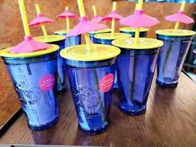 STARBUCKS Hawaii exclusive limited edition blue glass tumbler cup with umbrella! - Sold on eBay Sep 01, 2021 for $28.00