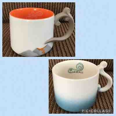 Two Starbucks Hawaii Coffee Cups Blue Wave & Orange Volcano 10 Oz Mugs 2014 - Sold on eBay Sep 18, 2021 for $27.99