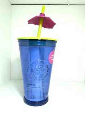 STARBUCKS Hawaii Exclusive Limited Edition Blue Glass Tumbler Cup With Umbrella! - Sold on eBay Nov 14, 2021 for $26.99