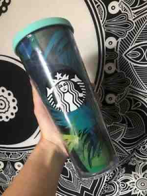 2016 Starbucks HAWAII 24 OZ BLUE PALMS VENTI TUMBLER COFFEE No Straw COLD MUG - Sold on eBay Aug 26, 2021 for $25.00