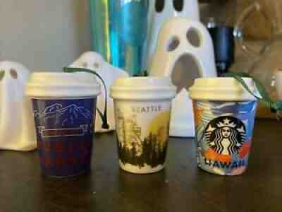 Starbucks Mini Coffee Mug/Cup Ceramic Christmas Ornament lot / Hawaii Seattle - Sold on eBay Oct 29, 2021 for $22.27