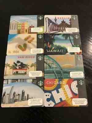 8 STARBUCKS cards City Chicago Berlin Hawaii Philadelphia San Diego Florida 2011 - Sold on eBay Oct 28, 2021 for $19.50