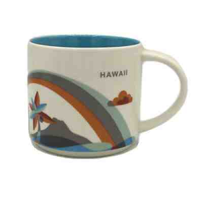 Starbucks Hawaii You Are Here Mug Cup 14 Oz 2014 Surfboard Volcano Rainbow - Sold on eBay Sep 25, 2021 for $16.00