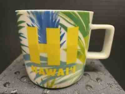 2016 Starbucks HI Hawaii 14 oz Coffee Cup Mug Yellow Interior Green & Blue Palms - Sold on eBay Nov 07, 2021 for $12.00