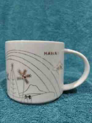 Starbucks 2014 HAWAII Mug "YOU ARE HERE" Collection White Gold Red Coffee Cup - Sold on eBay Oct 11, 2021 for $9.25