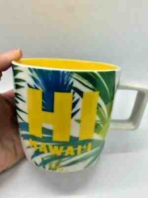2016 Starbucks HI Hawaii 14 oz Coffee Cup Mug Yellow Interior Green & Blue Palms - Sold on eBay Oct 01, 2021 for $8.25