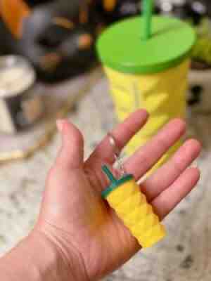 Starbucks pineapple studded tumbler/cup Keychain coffee hawaii - Sold on eBay Oct 21, 2021 for $8.00