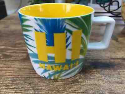 2016 Starbucks HI Hawaii - 14 oz Coffee Cup Mug Yellow Blue Green Palm Leaves - Sold on eBay Nov 05, 2021 for $8.00