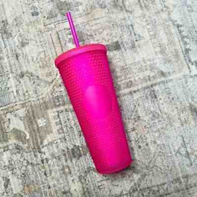 New Starbucks Neon Hot Pink Studded Tumbler Fall 2021 24oz Cold Cup - Sold on eBay Sep 28, 2021 for $56.99